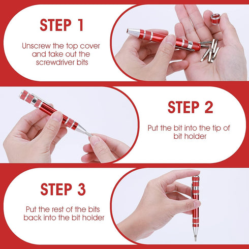 4 Pieces Pen Screwdriver, 8 In 1 Multitool Pocket Screwdriver Mini Screwdriver Set Handy Tool Magnetic Portable Screwdriver Crossing Flathead Scre...