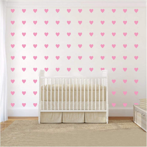 2inchx100 Pieces DIY Heart Wall Decal Vinyl Sticker for Baby Kids Children Boy Girl Bedroom Decor Removable Nursery Decoration (Soft Pink)...