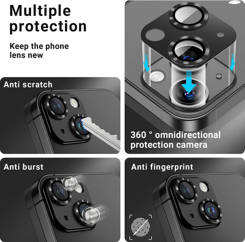 Korecase Camera Lens Protector for iPhone 14 /iPhone 14 Plus Metal Tempered Glass Camera Cover Film, Rear Lens Case Friendly for iPhone 14 /iPhone...