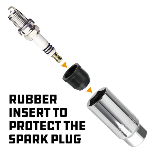 Powerbuilt 3/8-Inch Drive 14mm Spark Plug Socket, Chrome Vanadium Steel with Rubber Insert, Z-Drive 6-Point Design, Forged Size Markings for Easy ...
