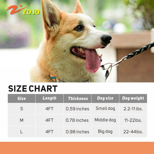 zojo Reflective Dog Leash, light weight Heavy Duty Braided Nylon Dog Training Leash for Small Medium Large Dogs (1pc-Neon Orange, S-0.6" x 4FT (2....