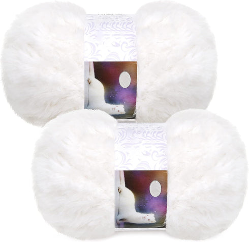2 Pieces Skeins Soft Fur Yarn Fuzzy Fur Yarn Chunky Fluffy Faux Fur Yarn Eyelash Yarn Cream Fur Yarn for Crochet Blankets Rugs Clothes Knitting Pr...
