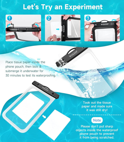2 Pack Universal Waterproof Phone Pouch Up to 8.3"- IPX8 Cellphone Dry Case Compatible for iPhone 14 13 12 11 Pro Max SE XS Plus Samsung Galaxy A1...