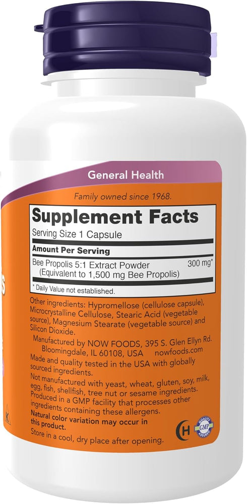 NOW Supplements, Propolis 1,500 mg with 5:1 Concentrate, Natural Bee Product, 100 Veg Capsules...
