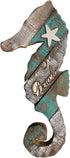 Rustic Wooden Nautical Hanging Handcarved Seahorse Wall Decor,Distressed Seahorse Wall Sculpture Indoor Outdoor Beach Themed Decoration 16''H...