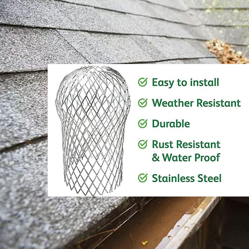 8 Pack Gutter Guards, Gutter Downspout Guard, Expand Aluminum Gutter Guard Strainer Filter, Gutter Downspout Protectors, Stops Blockage Leaves Deb...