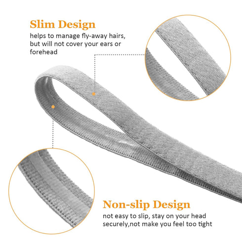 WILLBOND 12 Pieces Thin Non-Slip Elastic Sport Headbands, Hair Bands with Non Slip Silicone Grip Exercise Hair Sweatbands for Men Women Football B...