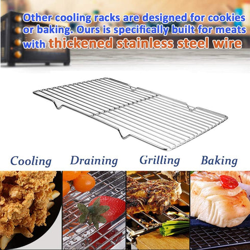 Grilling Rack Heavy Duty Wire Grate Oven Roasting Rack 5.3 x 8.7 inch Rectangle Baking Cooling Steaming with 4 Legs Stainless Steel Rack (5.3"X8.7...