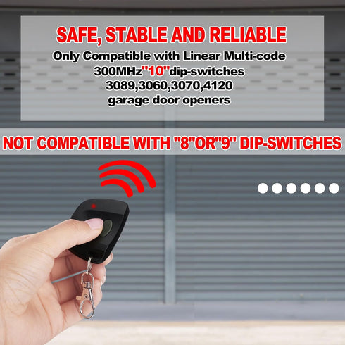 Kingdder 3 Pieces Garage Door Remote Compatible for Multicode 300mhz 10 Dip Switch 3089 3060 3070 Gate Opener Remote Multicode Gate Opener with Ke...