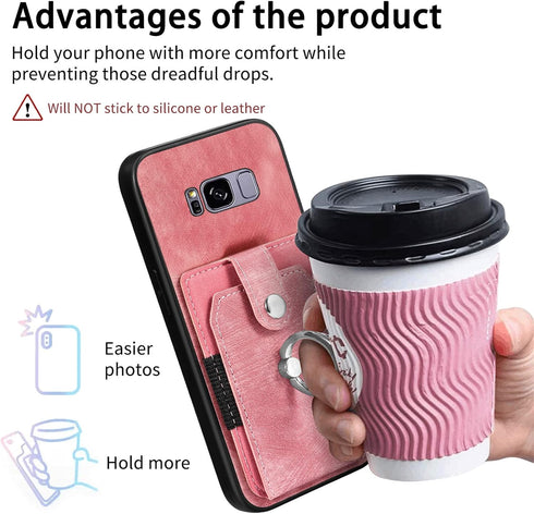 Asuwish Phone Case for Samsung Galaxy S8 Wallet Cover with Tempered Glass Screen Protector and Slim Ring Stand Credit Card Holder Leather Cell Acc...
