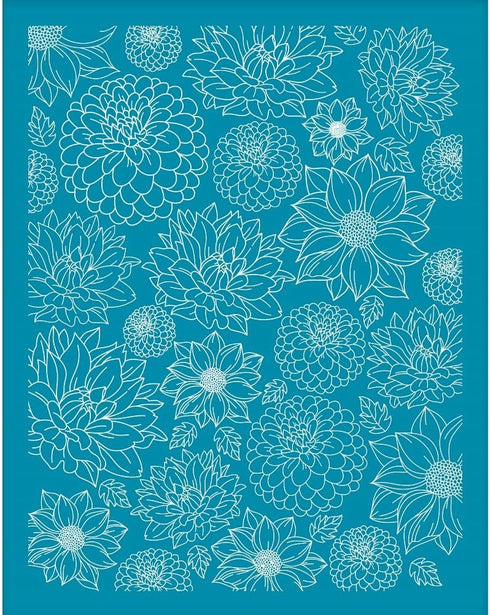 OLYCRAFT 4x5 Inch Dahlias Clay Stencils Dahlias Flower Silk Screen for Polymer Clay Floral Silk Screen Stencils Mesh Transfer Stencils Mesh Stenci...