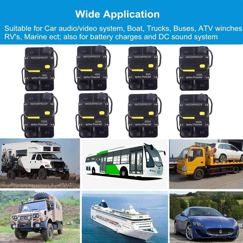 300 Amp Circuit Breaker DC 12V -48V Waterproof 30A-300A Manual Reset Fuse Inverter for Trolling Motor Auto Car RV Marine Boat Current Overload Pro...