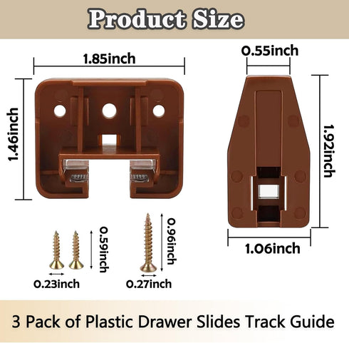 Drawer Slides and Guides, 3Pack Plastic Drawer Replacement Part for Center Mount Drawer Slides Track Guide Glide for Dressers Bottom Mount and Ken...