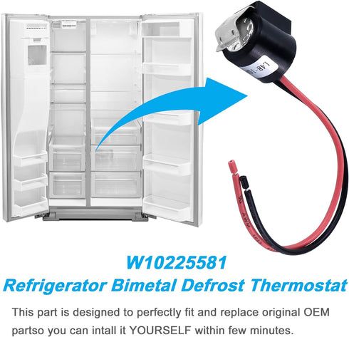 Sikawai WPW10225581 Defrost Thermostat Replacement Part-Perfectly Fit for Whirl-pool Refrigerator Defrost Thermostat-Replaces WPW10225581 AP6017375 2149849 2321799 PS11750673