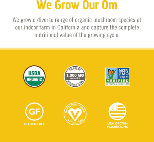 Om Mushroom Superfood | Lion's Mane Gummies | USA Grown Organic Mushrooms |Memory, Focus, Clarity, Nerve Health & Mood Support | 60 Count, 30 Serv...