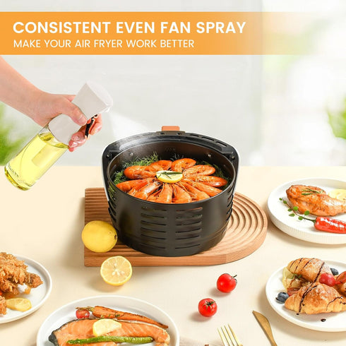 Oil Sprayer for Cooking, 220ml olive oil sprayer, oil spray bottle for Air Fryer, oil mister for Baking, Salad Dressings, Grilling (Glass Bottle, ...