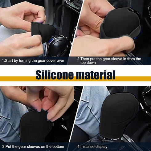 2 PCS Car Silky Smooth Gear Shift Head Cover, Elastic Anti-Stretch Environmentally Friendly Silicone Open Gear Knob Protective Cover, Decorative R...