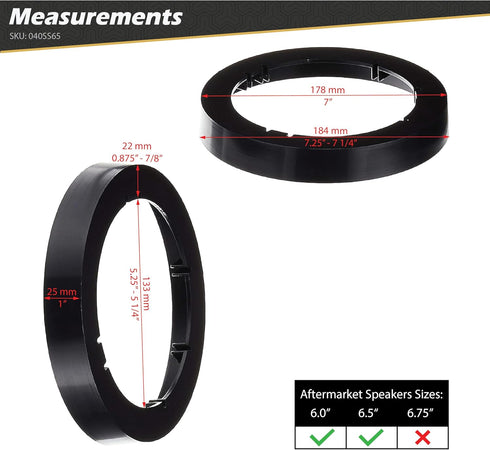 Scosche SS65 Universal 1" Speaker Spacer for 6.0" - 6.5" Speakers Compatible with Most Import and Domestic Vehicles (1 Pair)...