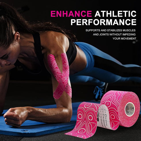 OK TAPE Uncut Kinesiology Tape Roll, Pro Adhesive & Water-Resistant k Tape, for Pain Relief, Muscle Support, Versatile Kinetic Tape, 2" x 16.4'-Pi...