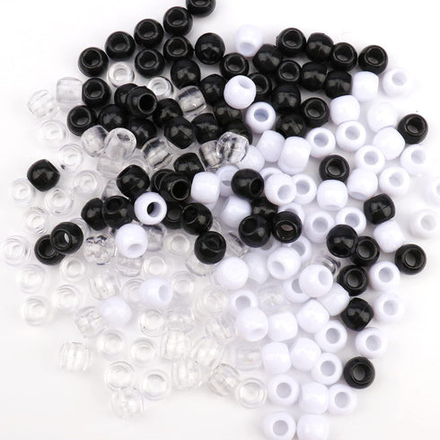 180 Pcs Medium Hole Beads 3 Colors Dreadlock Hair Braid Beads Jewelry Making Kit Clear- White -Black DIY Hair Braiding Bracelet Ornaments Round 12...