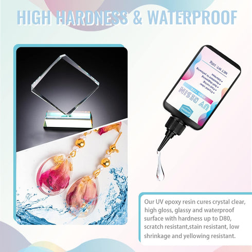 UV Resin kit Jewelry Making: 200g Crystal Clear Hard Glue Epoxy Resin for Beginners DIY Art Crafts Casting Curing...