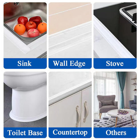 2PC White Caulk Tape for Bath and Kitchen, Peel and Stick Caulk Strips for Bathroom Waterproof, Toilet Caulk Strips Self Adhesive Toilet Tape for ...