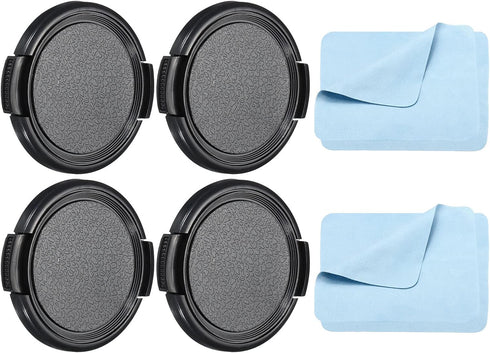 PATIKIL Camera Lens Cap, 4 Pack Sides Pinch Front Lens Cover with Microfiber Cleaning Cloth for 46mm Thread Universal DSLR Lenses for Nikon, for F...