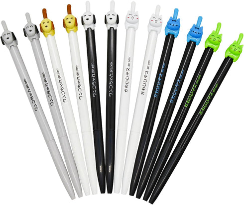 Maydahui 30PCS Cute Cat Dog Tail Clicker Retractable Pens Novelty Japanese Little Kitten Rollerball Pens Black Ink For Cat Lovers Student Shcool O...