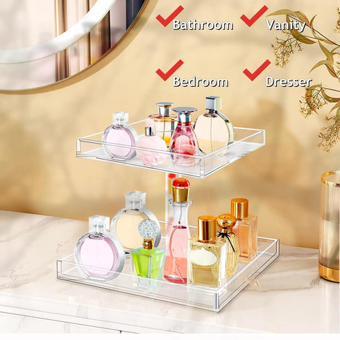 YAGELI Perfume Organizer Display Tray Acrylic Handmade Large Vanity Trays Makeup Storage Holder Bathroom Organizer Countertop for Table Cabinet Ki...