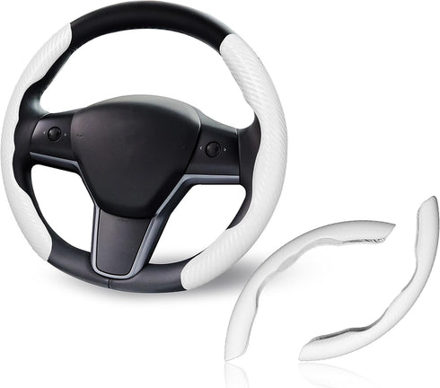 Econour Steering Wheel Cover Compatible with Tesla Model 3 2017 to 2023 and Model Y 2020 to 2023 | Non-Slip Carbon Fiber Steering Cover | Car Acce...
