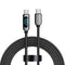 EWUONU USB C to USB C Cable 6ft, 100W Super Fast Charging with LED Display, 480Mbps Data Nylon Braided PD Cable for iPhone 15 Pro Max Samsung Gala...