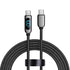 EWUONU USB C to USB C Cable 6ft, 100W Super Fast Charging with LED Display, 480Mbps Data Nylon Braided PD Cable for iPhone 15 Pro Max Samsung Gala...
