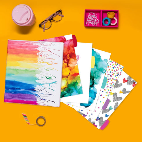Avery + Amy Tangerine Designer Collection Binder, 1.5 Inch Round Rings, 275-Sheet Capacity, Watercolor Rainbow (28347)...