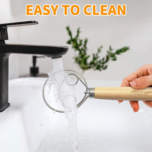 ALLTOP Danish Dough Whisk - Ultimate Dutch Mixer Hand Utensil with Stainless Steel Dough Hook - Essential Sourdough Stirring Stick for Perfect Bre...