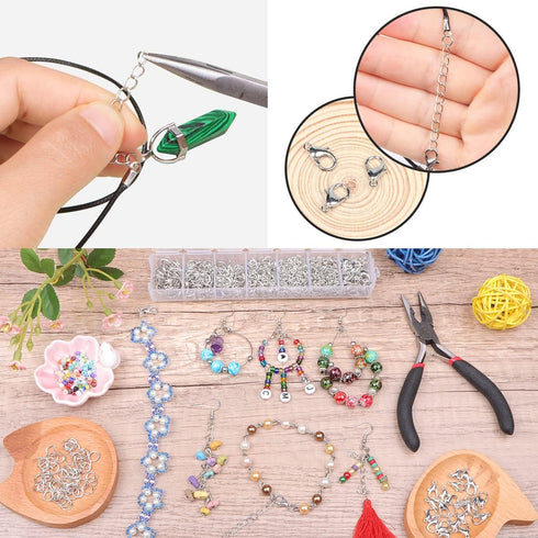 Jump Rings for Jewelry Making Kit, 1500pcs Jewelry Repair Kit for Necklace Bracelet, Lobster Clasps and Closures Repair Supplies Kit with Pliers T...