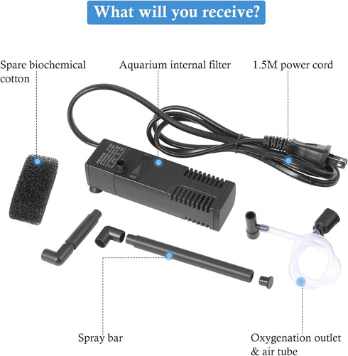 FEDOUR Submersible Aquarium Internal Filter, Filter with Water Pump for Fish Tank up to 35 Gallon (for 1-10 Gallon)...