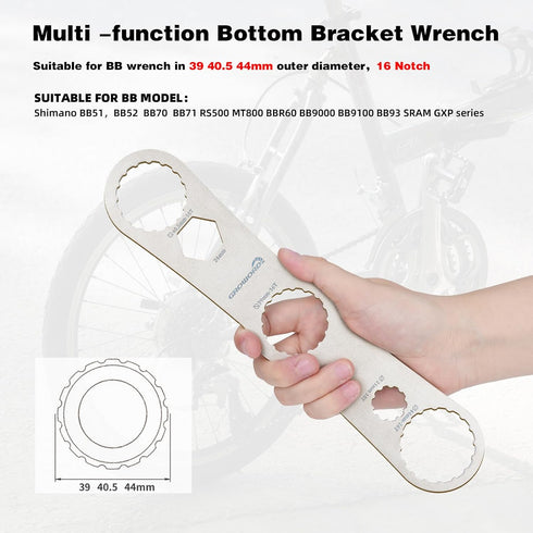 Multi -function Bottom Bracket Wrench?Suitable for BB wrench in 39 40.5 44mm outer diameter?16 Notch...
