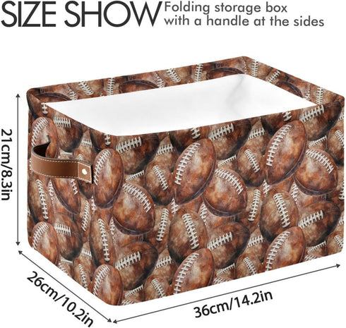 Football Rectangular Storage Basket Organizer Bin Shelf Baskets For Home Office Dorm...