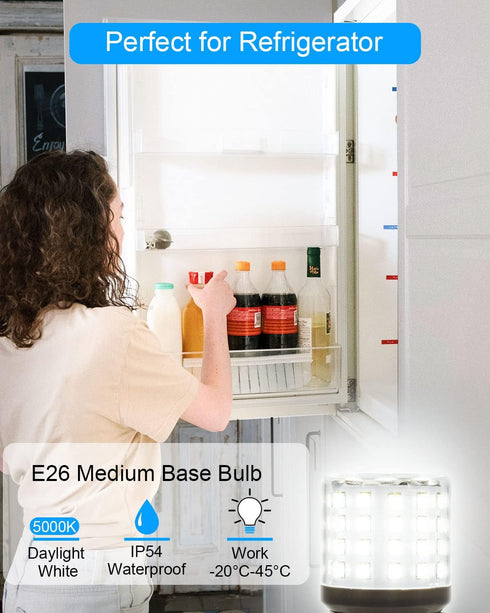 KEI D34L Refrigerator Bulb AC100-265V 3.5W Fridge Light Bulb Replacement, 4W LED Bulb E26 Medium Base Bright Lamp for 40W-60W Freezer Appliance Li...
