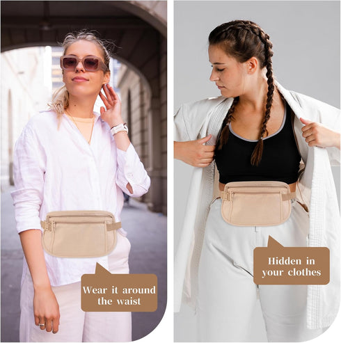 Secure Travel Money Belt, Anti Theft Travel Bag, Travel Money Belt Under Clothes, Hidden Travel Pouch Protect Your Credit and Money With Blocking ...