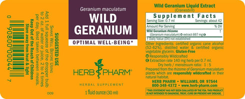 Herb Pharm Wild Geranium (Cranesbill) Liquid Extract - 1 Ounce...