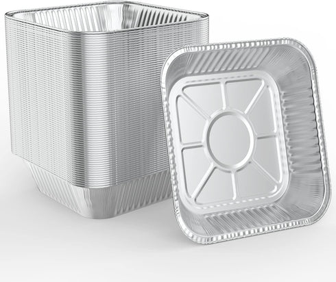 WANBAO 30 Pcs Disposable Aluminum Tin Foil Baking Pans Bakeware Square 8'' X 8'' X 2'' Inch Meal Prep for Catering, Baking Cakes, Breads, Brownies...