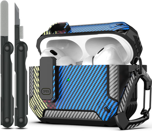 RFUNGUANGO AirPods Pro 2nd Gen Case with Cleaning Kit, Military Hard Case Protective Armor with Lock, for AirPod Gen 2 Charging Case (2023/2022/20...