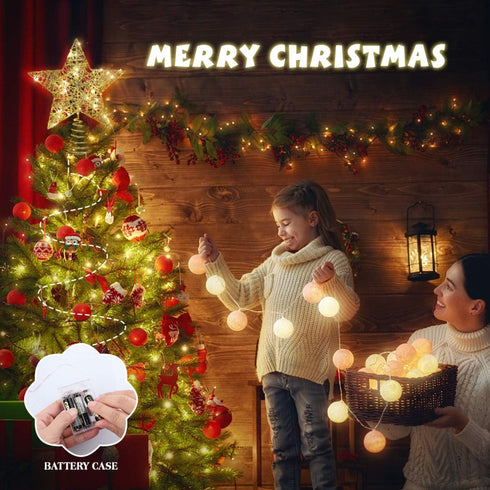 1pc Christmas Tree Topper Star Ornaments Glittering Golden Festival Display Lighted Clear Decor...