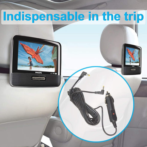 HQRP Car Charger Compatible with Philips 7 9 10 inches Dual Screen Headrest Portable DVD Player LY-02 AY-4133 AY-4128 AY-4197 PD9016 PET7402 Pet94...
