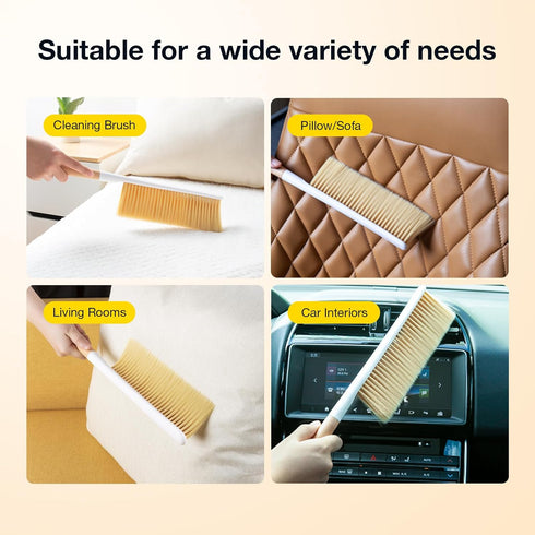Portable Hand Brush, OSCIOSS Dusting Brush with Wooden Handle for Cleaning Bed&Couch&Clothes, Ideal Dust Brush for Home/Office and Car...