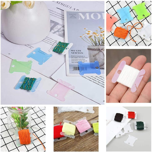 100 Pcs Plastic Floss Bobbin, Embroidery Floss Bobbins, Cross Stitch Embroidery Cotton Thread Embroidery Floss Thread Craft, White Embroidery Thre...