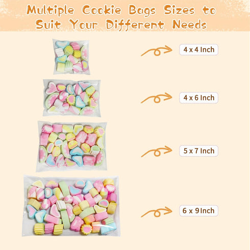 Clear Self Sealing Cellophane Bags: 200Pcs 4x6 Inches Cookie Bags Resealable Cello Bags for Packaging Cookies, Candy, Treat, Gifts, Snacks, Favors...