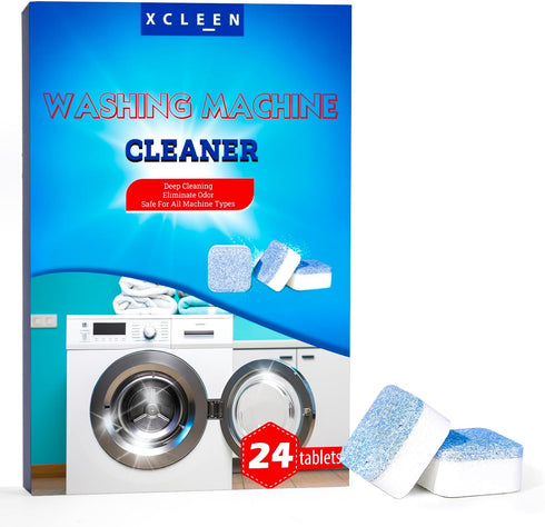 Washing Machine Cleaner and Deodorizer Tablets 24 pack, Washer Cleaner for High-Efficiency He Washers Top Load, Deep Cleaning supply for laundry w...
