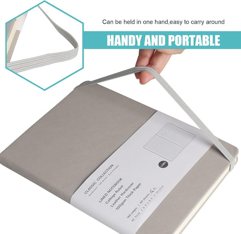 Lined Journal Notebook, (Grey), 160 Pages, Medium 5.7 inches x 8 inches - 100 gsm Thick Paper, Hardcover...